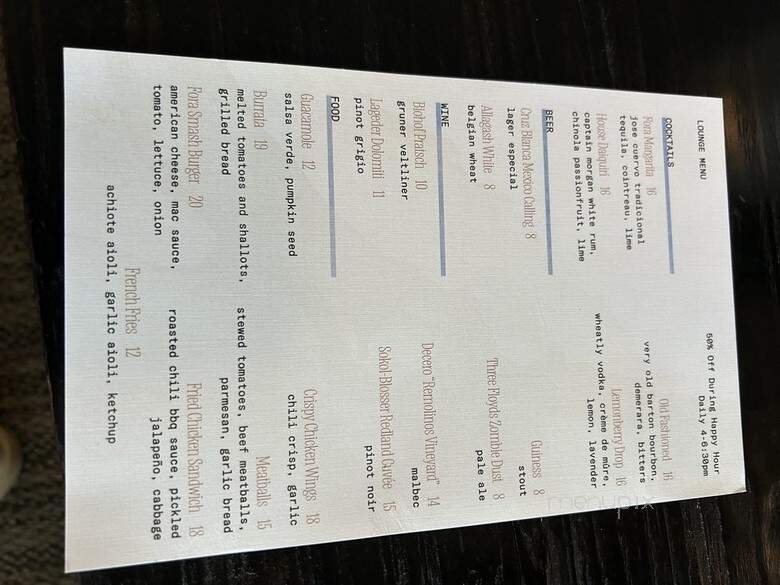 Fora - Chicago, IL menu_pic
