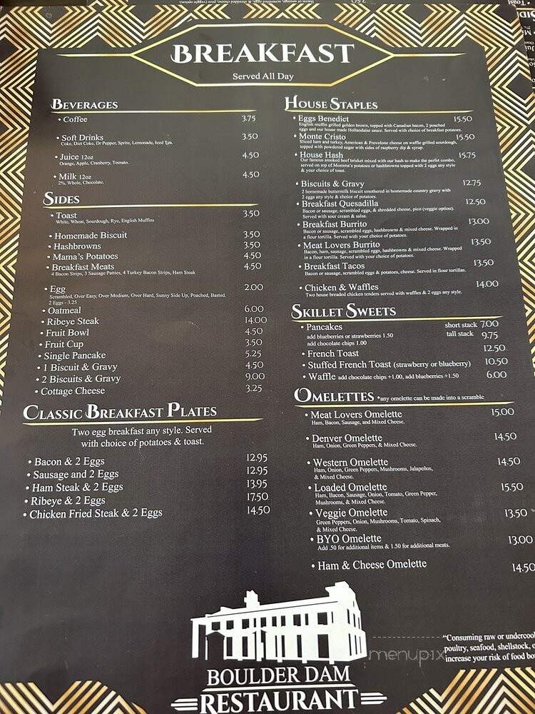 Boulder Dam Restaurant - Boulder City, NV menu_pic