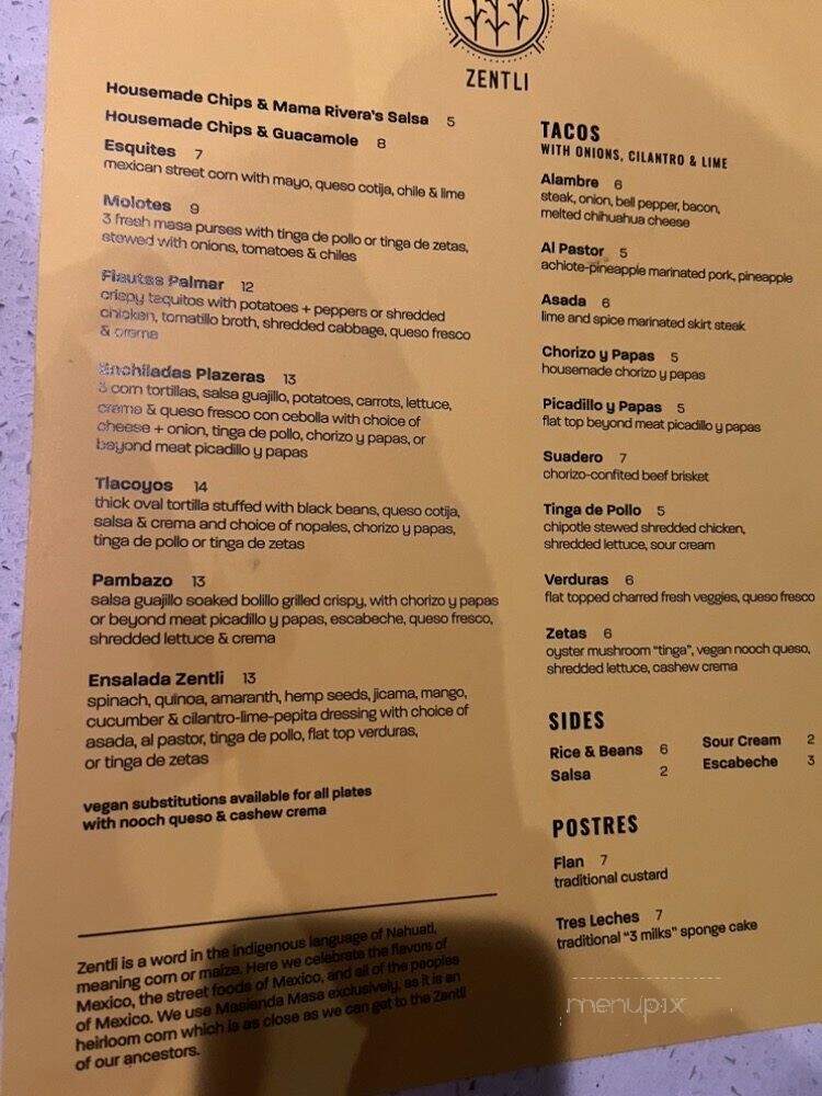 Zentli - Evanston, IL menu_pic