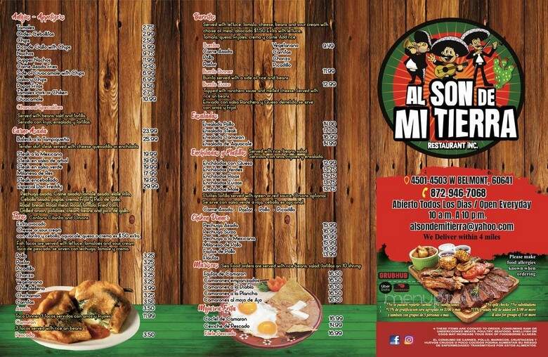 Al Son De Mi Tierra - Chicago, IL menu_pic