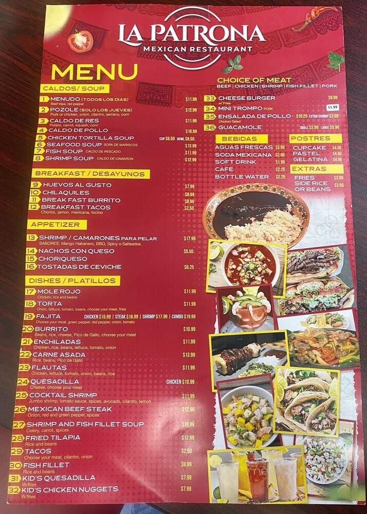 La Patrona - Tyler, TX menu_pic