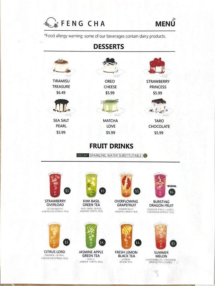 Feng Cha - Rowlett, TX menu_pic