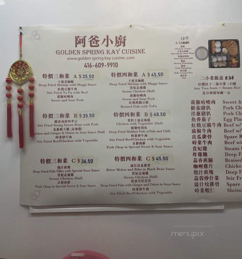 Golden Spring Kay Cuisine - Toronto, ON menu_pic