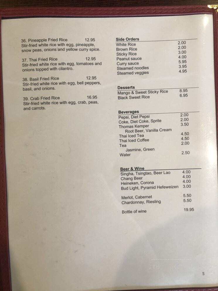 Thai Grill Restaurant - Bellevue, WA menu_pic