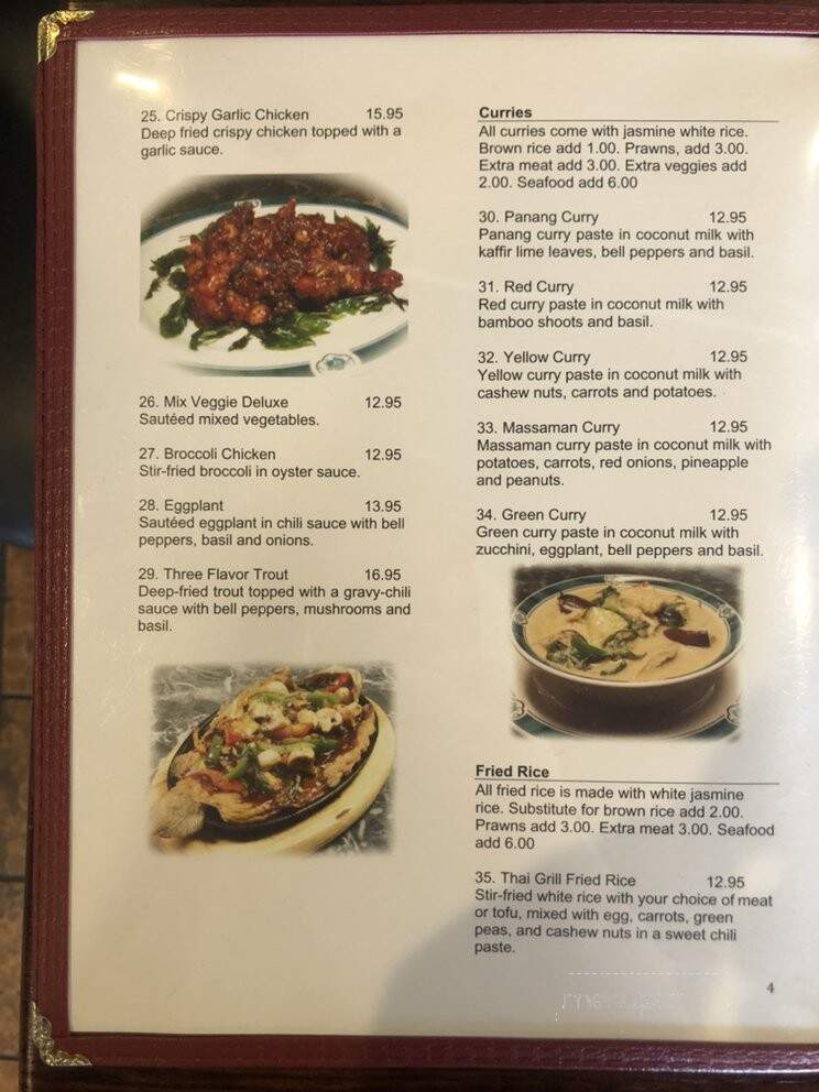 Thai Grill Restaurant - Bellevue, WA menu_pic