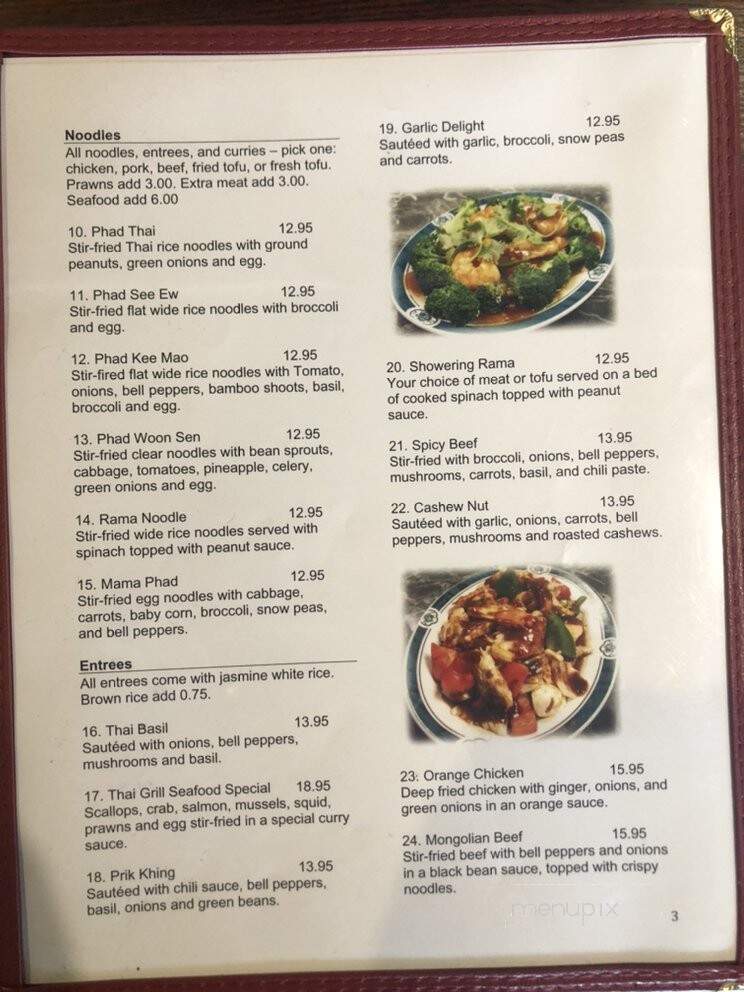 Thai Grill Restaurant - Bellevue, WA menu_pic