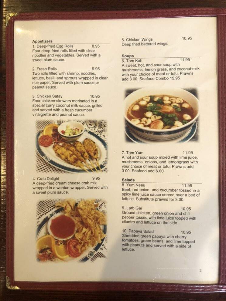 Thai Grill Restaurant - Bellevue, WA menu_pic