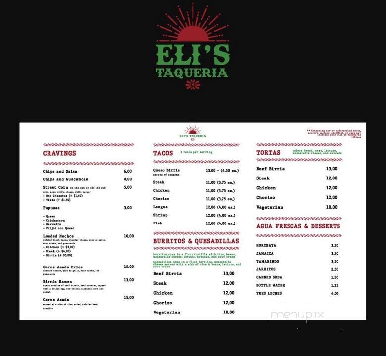 Eli's Taqueria - Arlington, VA menu_pic
