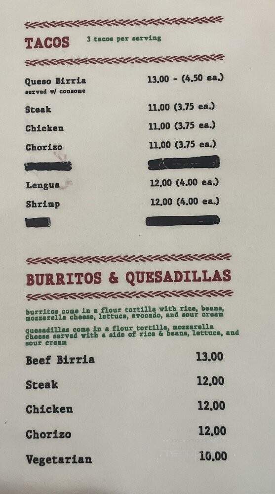 Eli's Taqueria - Arlington, VA menu_pic