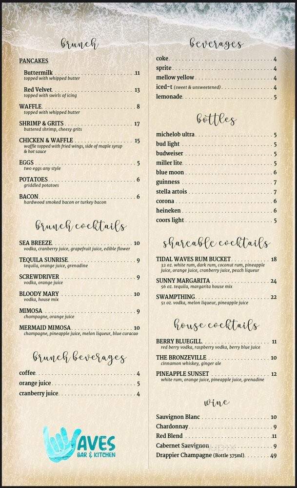Waves Bar & Kitchen - Columbus, OH menu_pic