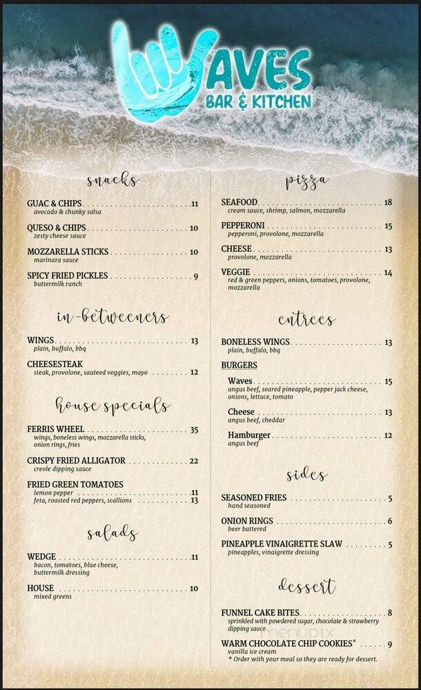 Waves Bar & Kitchen - Columbus, OH menu_pic