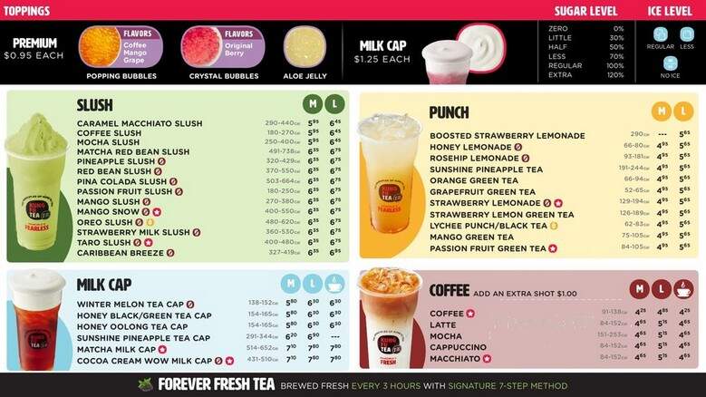 Kung Fu Tea - El Cajon, CA menu_pic