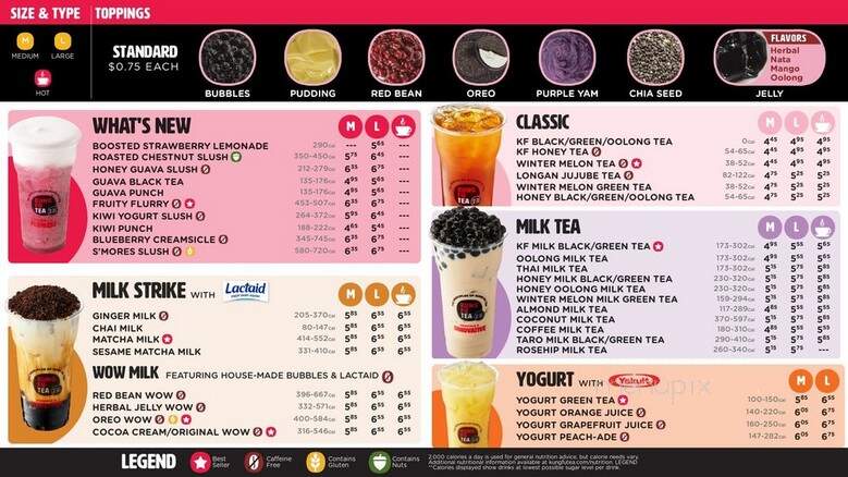 Kung Fu Tea - El Cajon, CA menu_pic