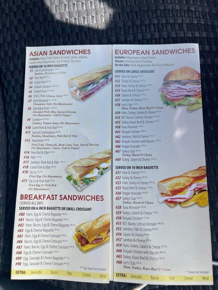 Lee's Sandwiches - Fresno, CA menu_pic