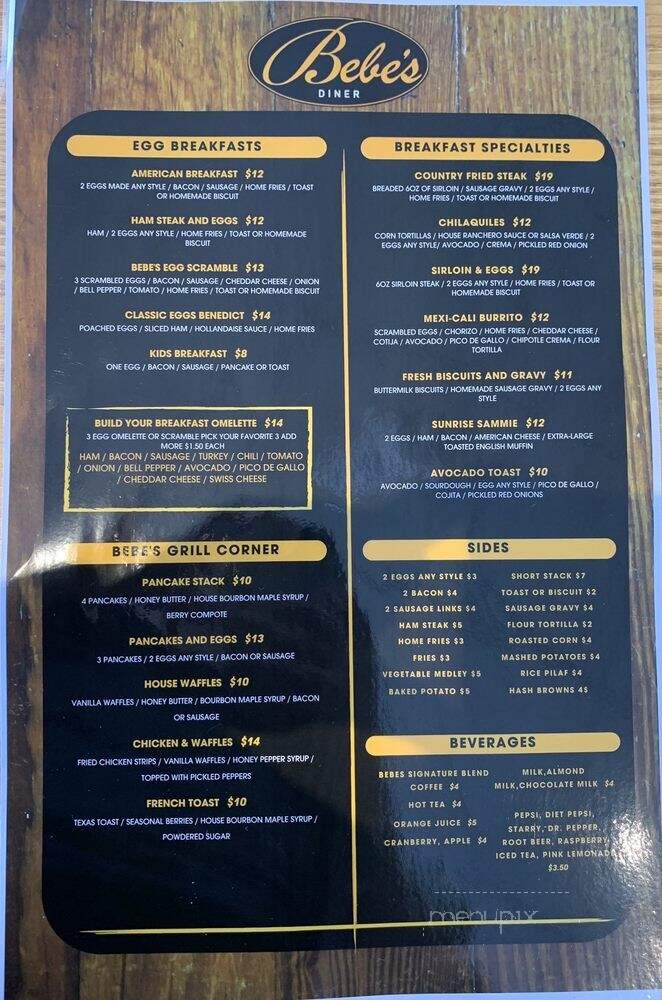 Bebe's Diner - Long Beach, CA menu_pic