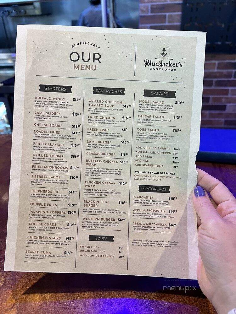 Blue Jackets Gastropub - Orlando, FL menu_pic