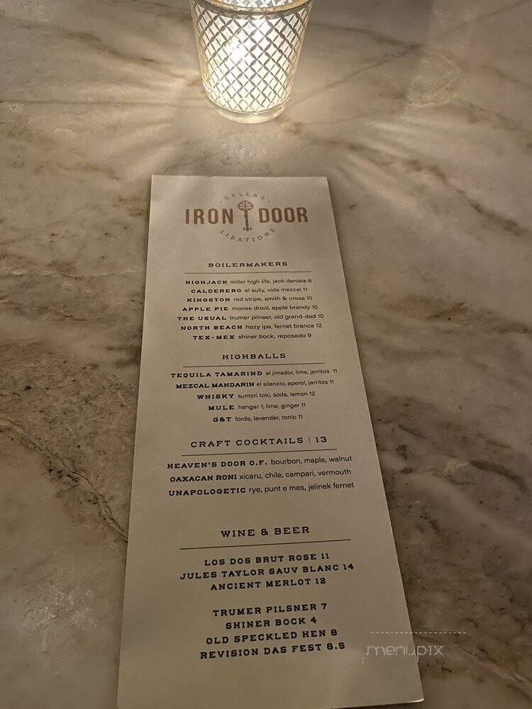 The Iron Door - Grass Valley, CA menu_pic