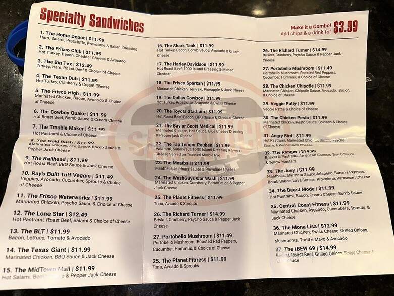 The Sandwich Spot - Frisco, TX menu_pic