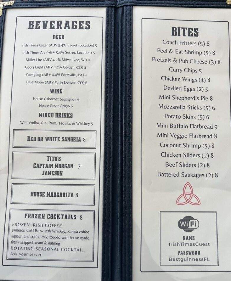 Irish Times Bar & Grill Naples - Naples, FL menu_pic