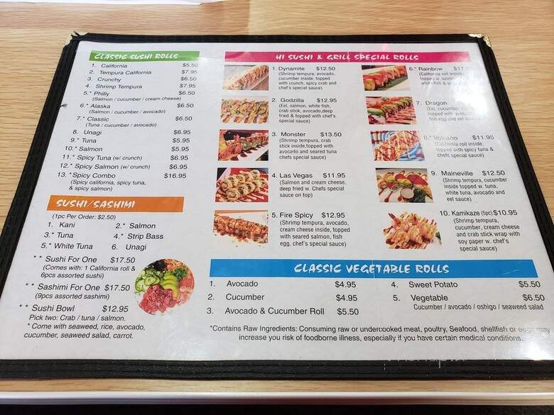 Hi Sushi & Grill - Maineville, OH menu_pic