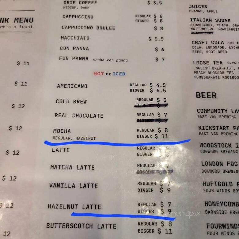 Toast to Coast Brunch Bar - Richmond, BC menu_pic