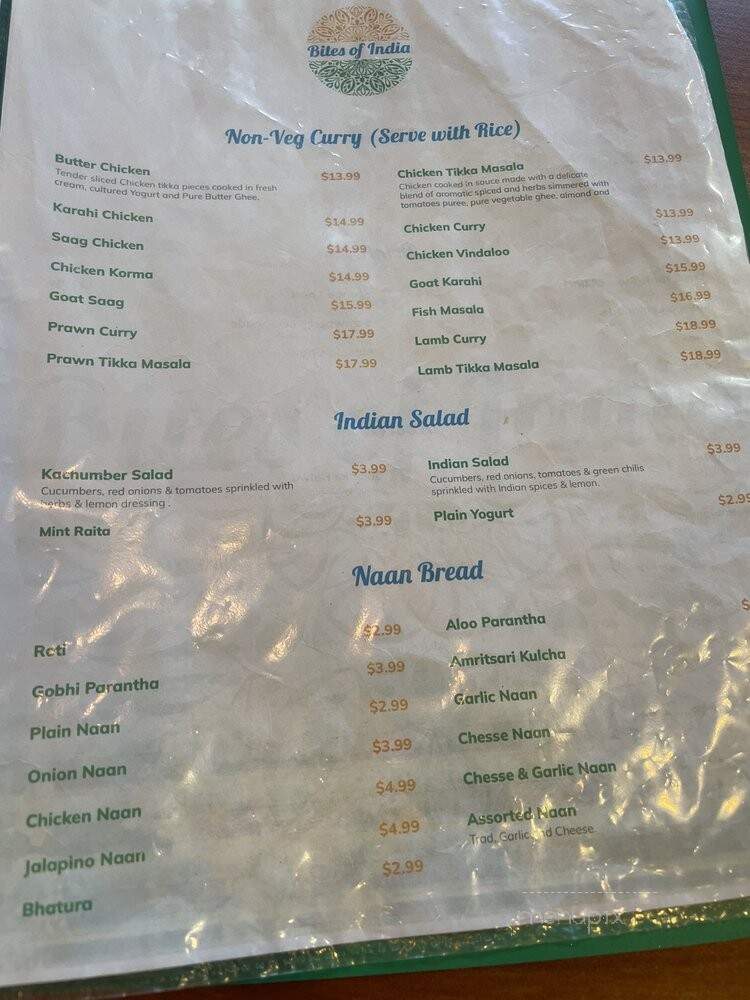 Bites Of India - Pittsburg, CA menu_pic