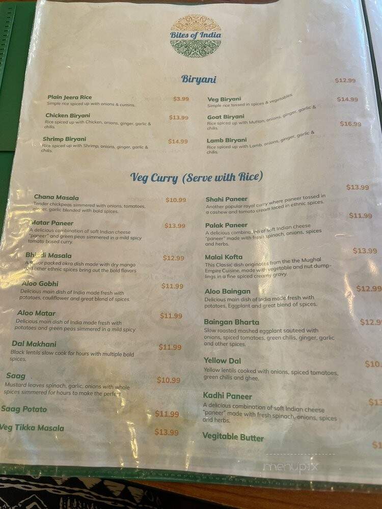 Bites Of India - Pittsburg, CA menu_pic