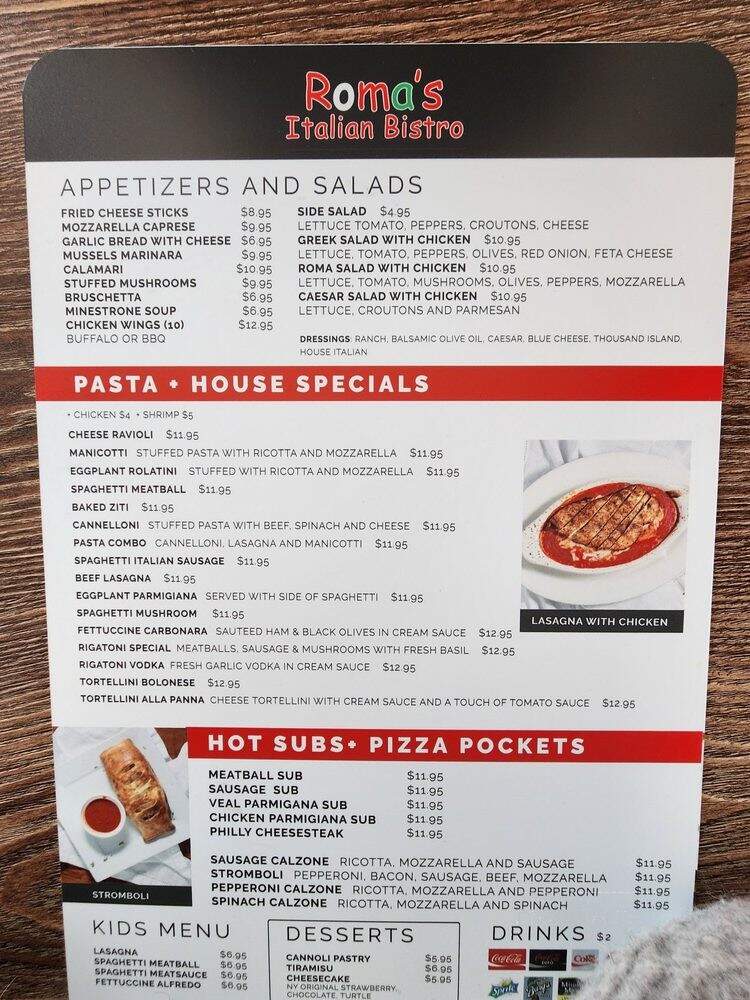 Roma's Italian Bistro of OC - Dallas, TX menu_pic