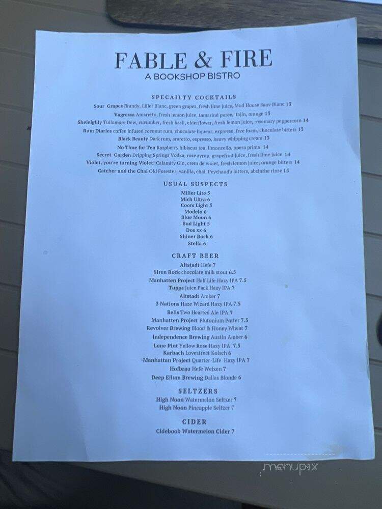 Fable and Fire - Rockwall, TX menu_pic