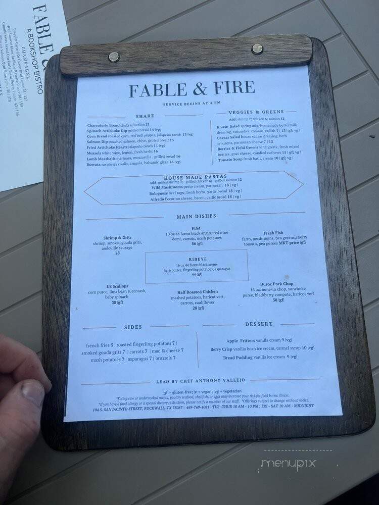 Fable and Fire - Rockwall, TX menu_pic