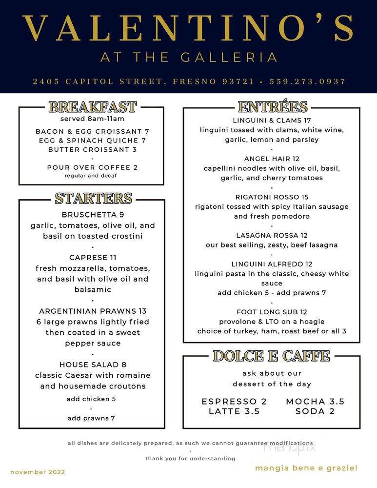 Valentino's - Fresno, CA menu_pic