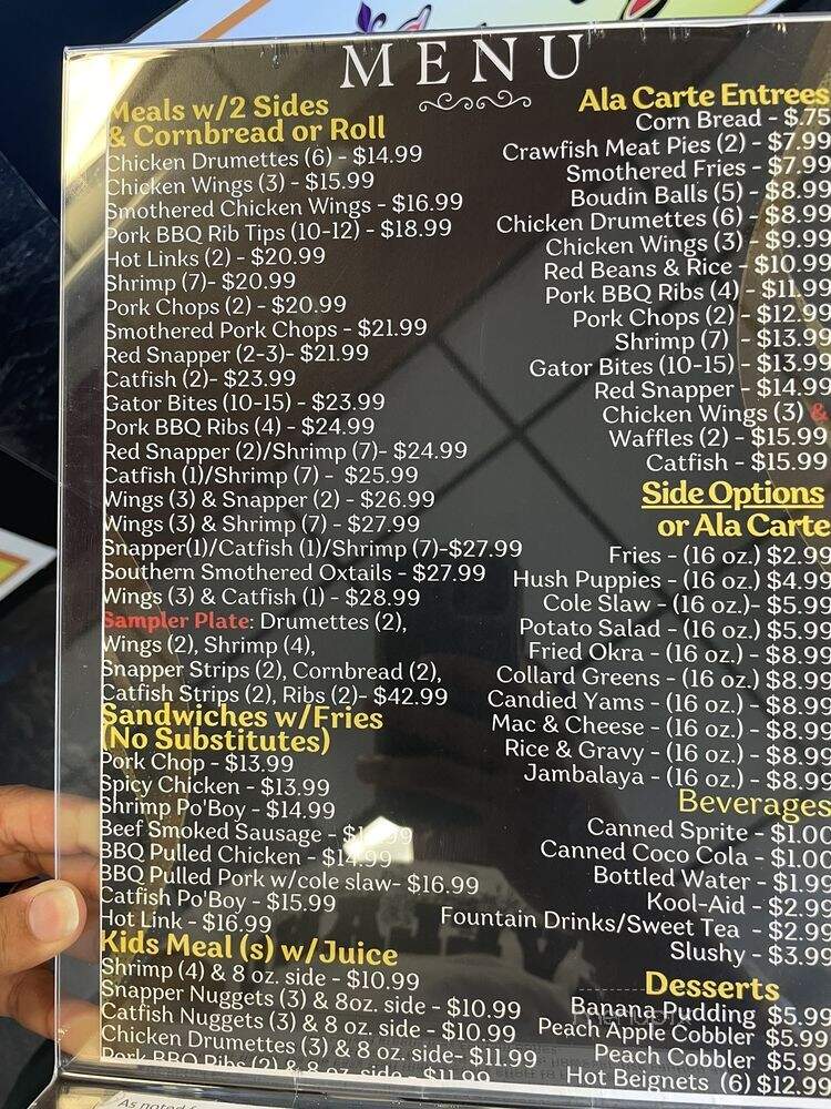 Da Big Easy Bayou Kitchen BBQ & Soulfood - Murrieta, CA menu_pic