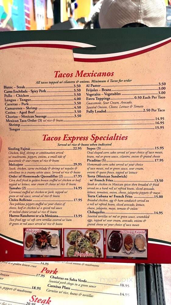 Tacos Express Restaurant and Bar - Chester, NY menu_pic