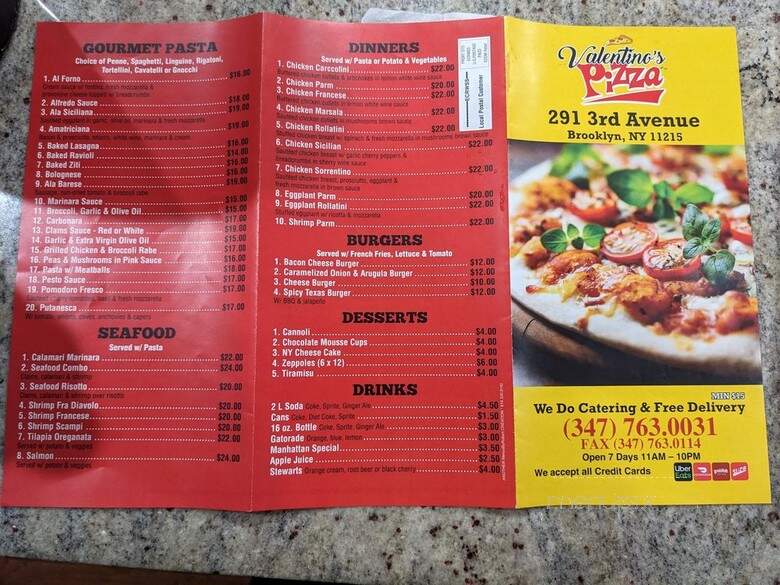 Valentino's Pizza - Brooklyn, NY menu_pic