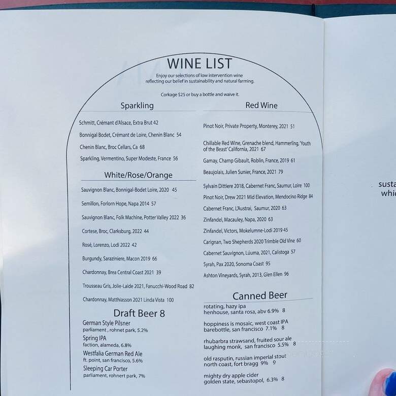 Luma Bar & Eatery - Petaluma, CA menu_pic