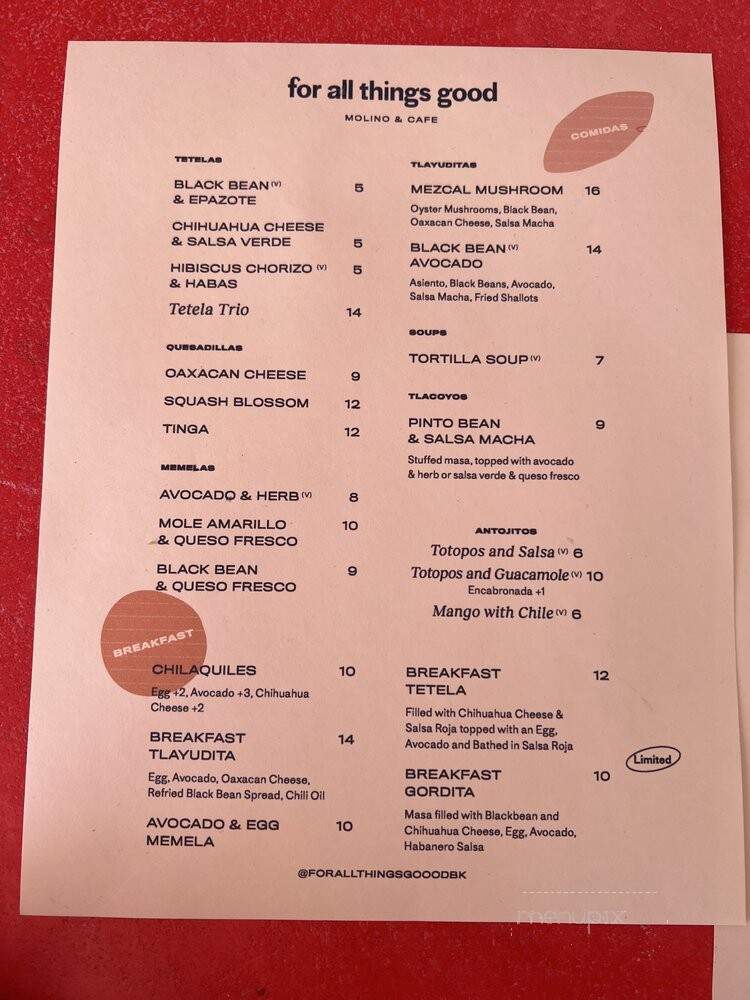 For All Things Good - Brooklyn, NY menu_pic