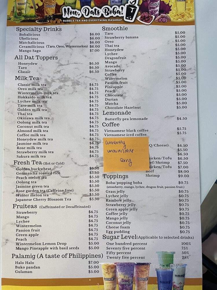 Now, Dats Boba - Hutto, TX menu_pic