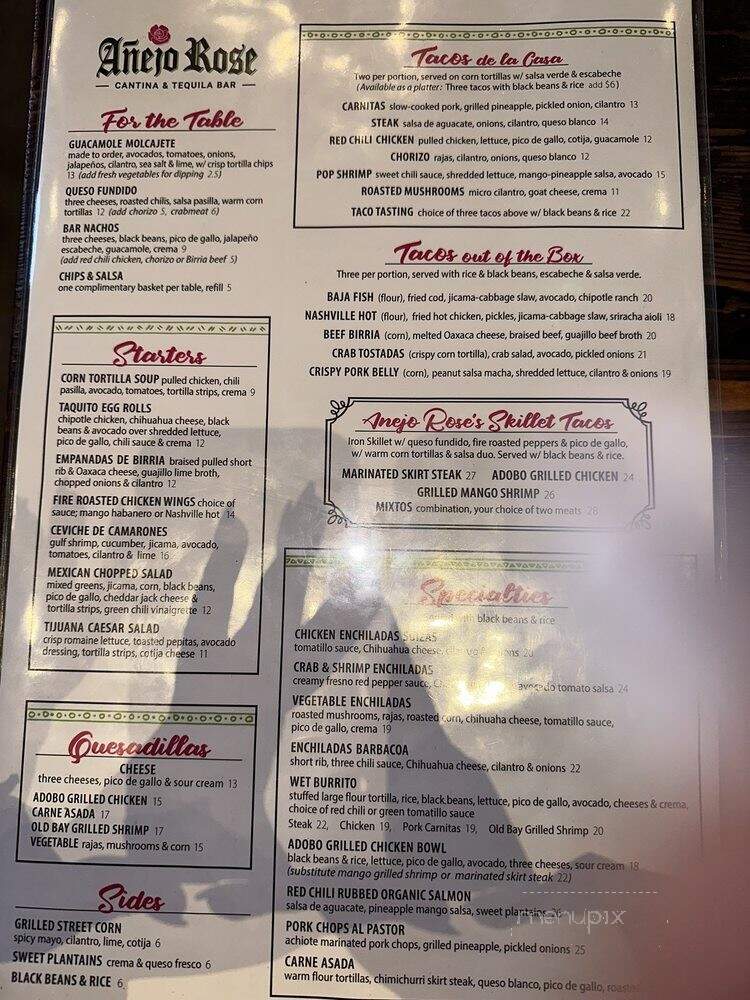 Anejo Rose Cantina & Tequila Bar - Hanover, MD menu_pic