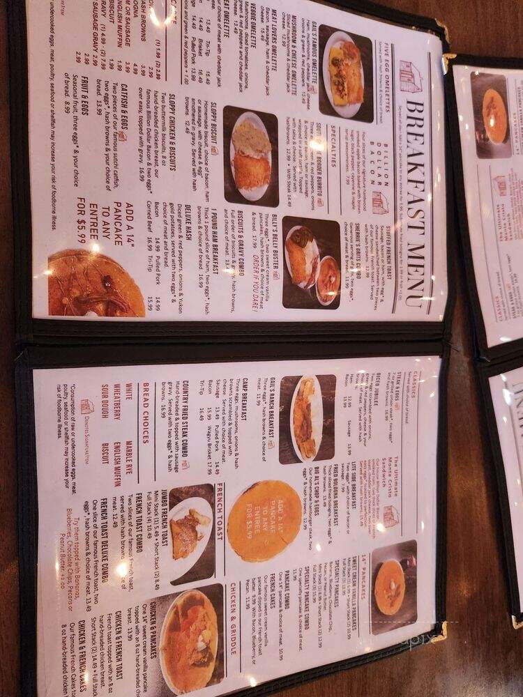 Billy Gail's - Branson, MO menu_pic