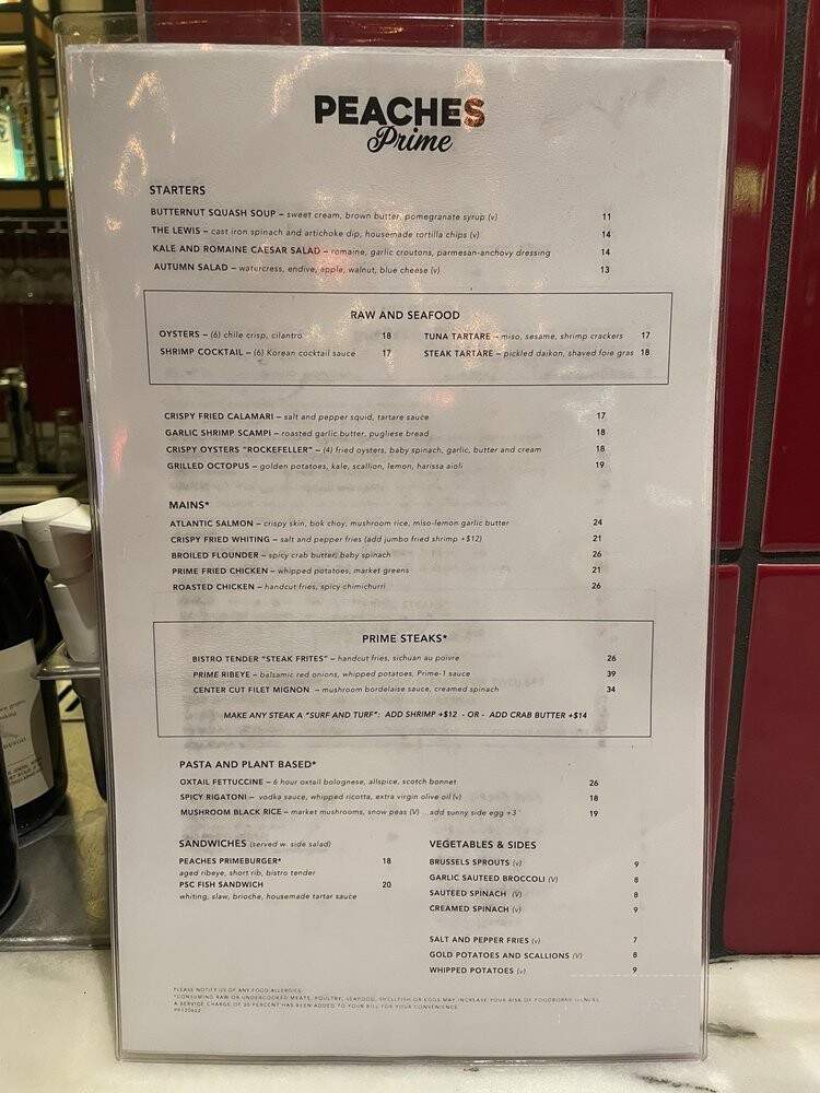 Peaches Prime - Brooklyn, NY menu_pic
