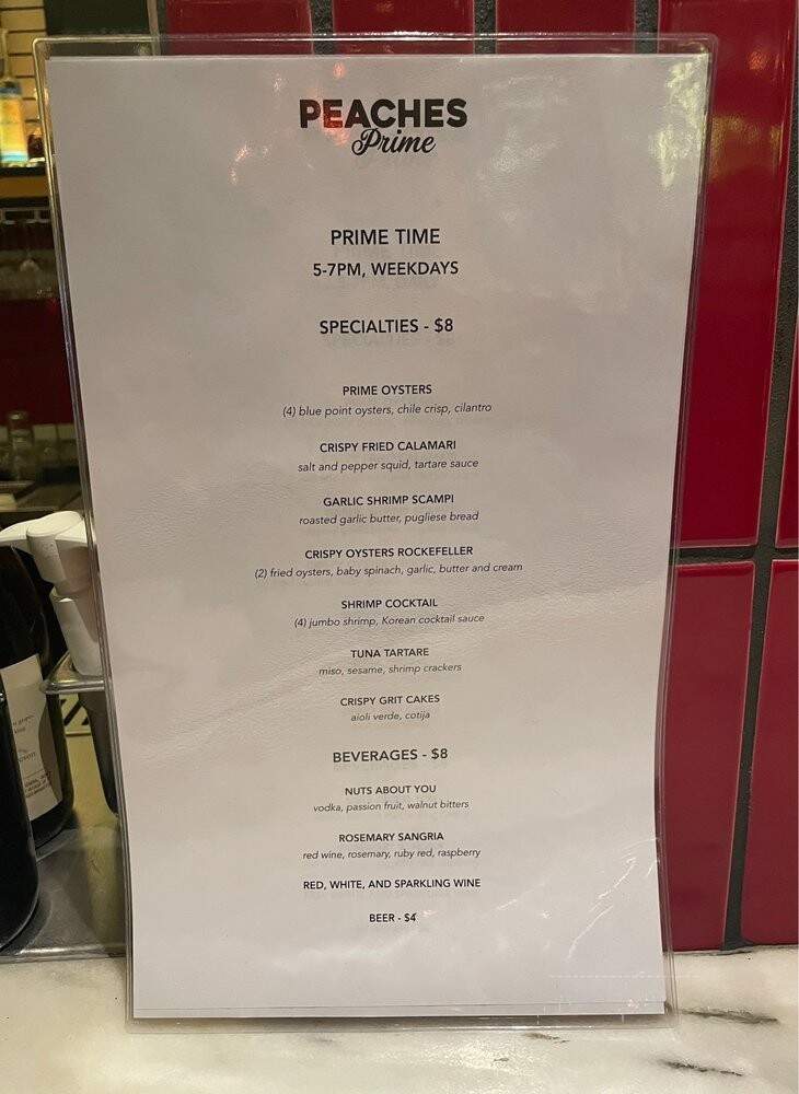 Peaches Prime - Brooklyn, NY menu_pic