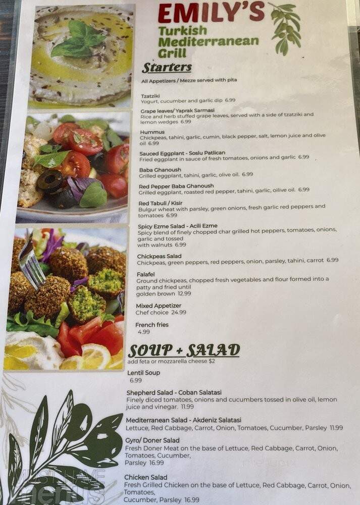 Emily's Mediterranean Turkish Grill - Gibsonia, PA menu_pic