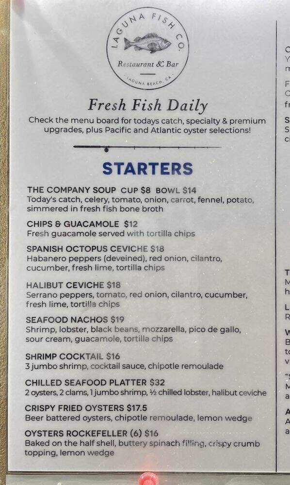 Laguna Fish Company - Laguna Beach, CA menu_pic