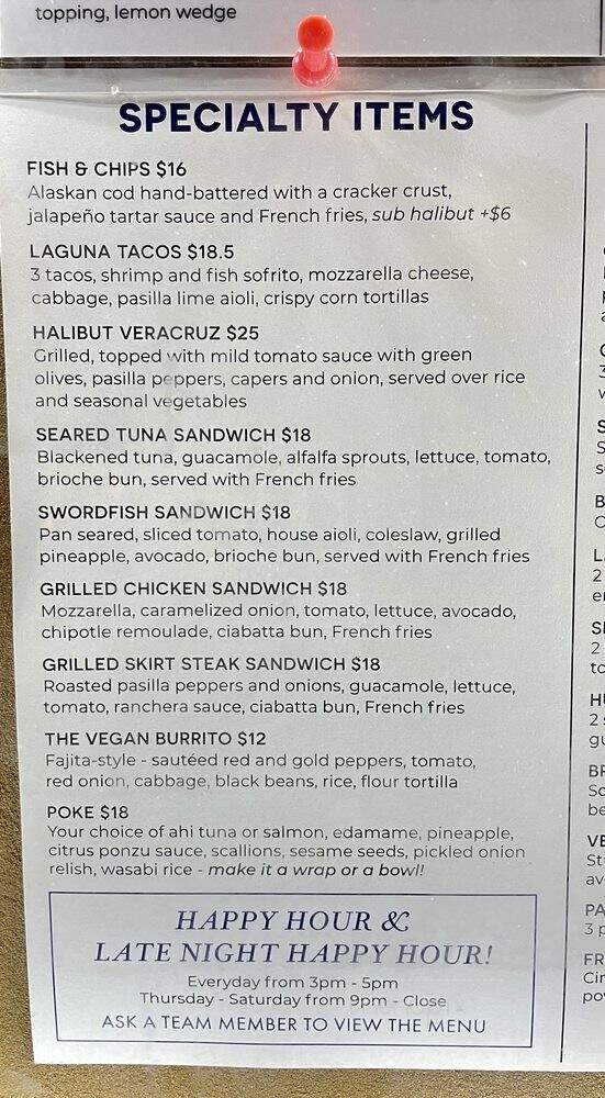 Laguna Fish Company - Laguna Beach, CA menu_pic