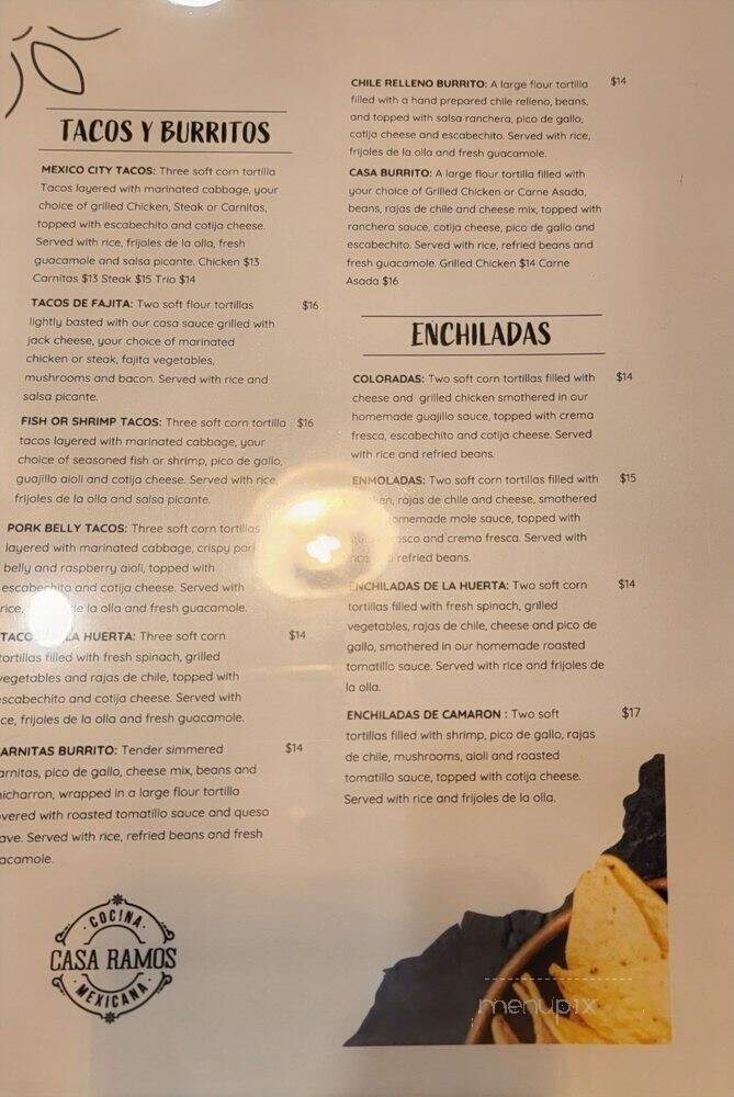 Casa Ramos Restaurant - Santa Ana, CA menu_pic