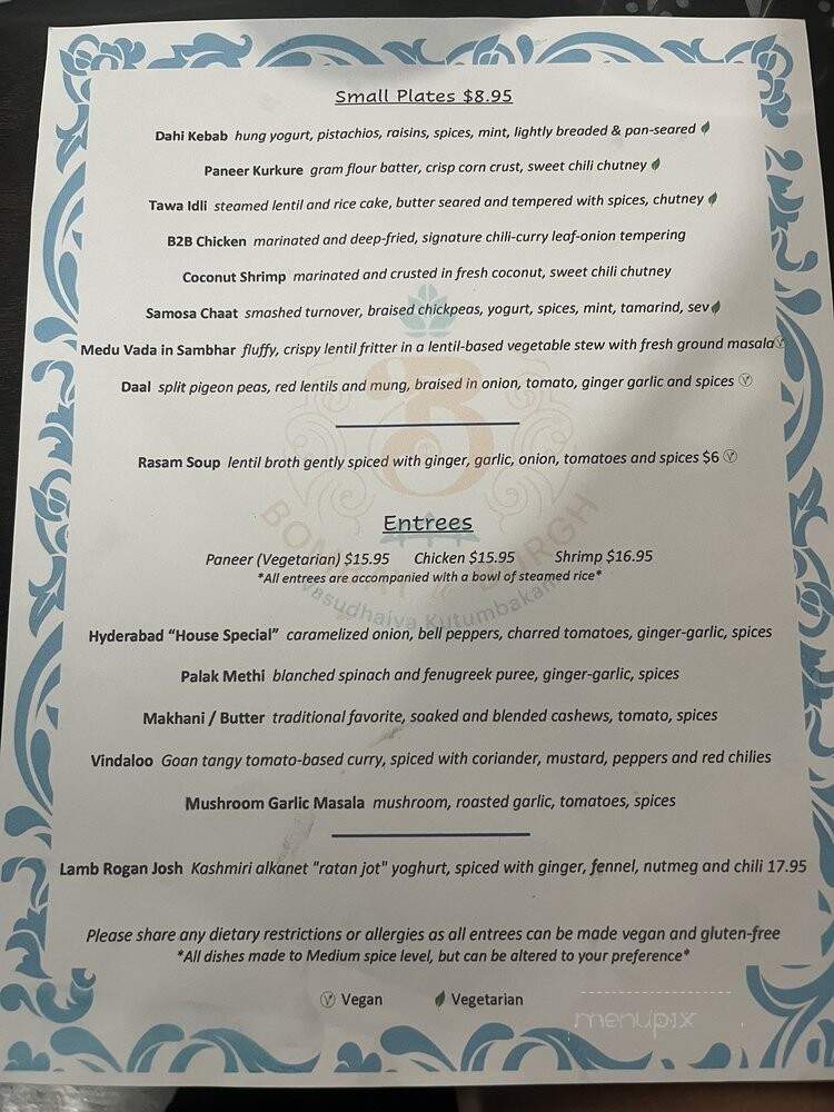 Bombay to Burgh - Pittsburgh, PA menu_pic