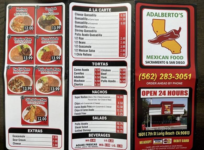 Adalberto's Mexican Food - Long Beach, CA menu_pic