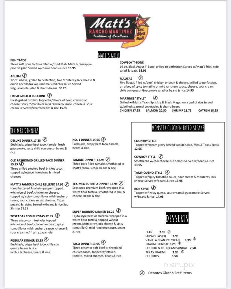 Matt's Ranchero Martinez - Allen, TX menu_pic