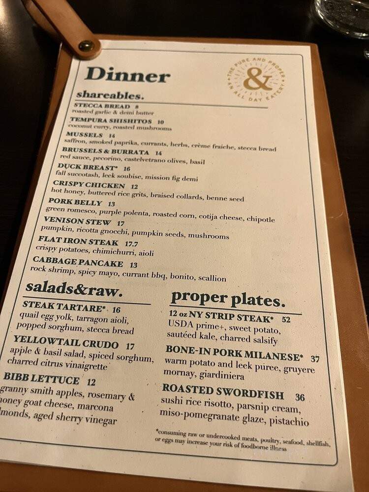 The Pure and Proper - Black Mountain, NC menu_pic