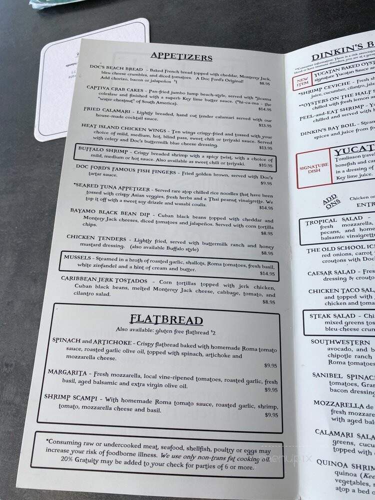 Doc Ford's Rum Bar and Grille - St. Petersburg, FL menu_pic
